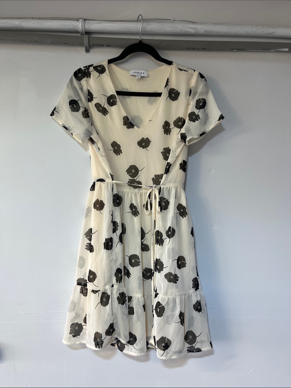 Gilli Cream Mini Dress with Black Floral Print